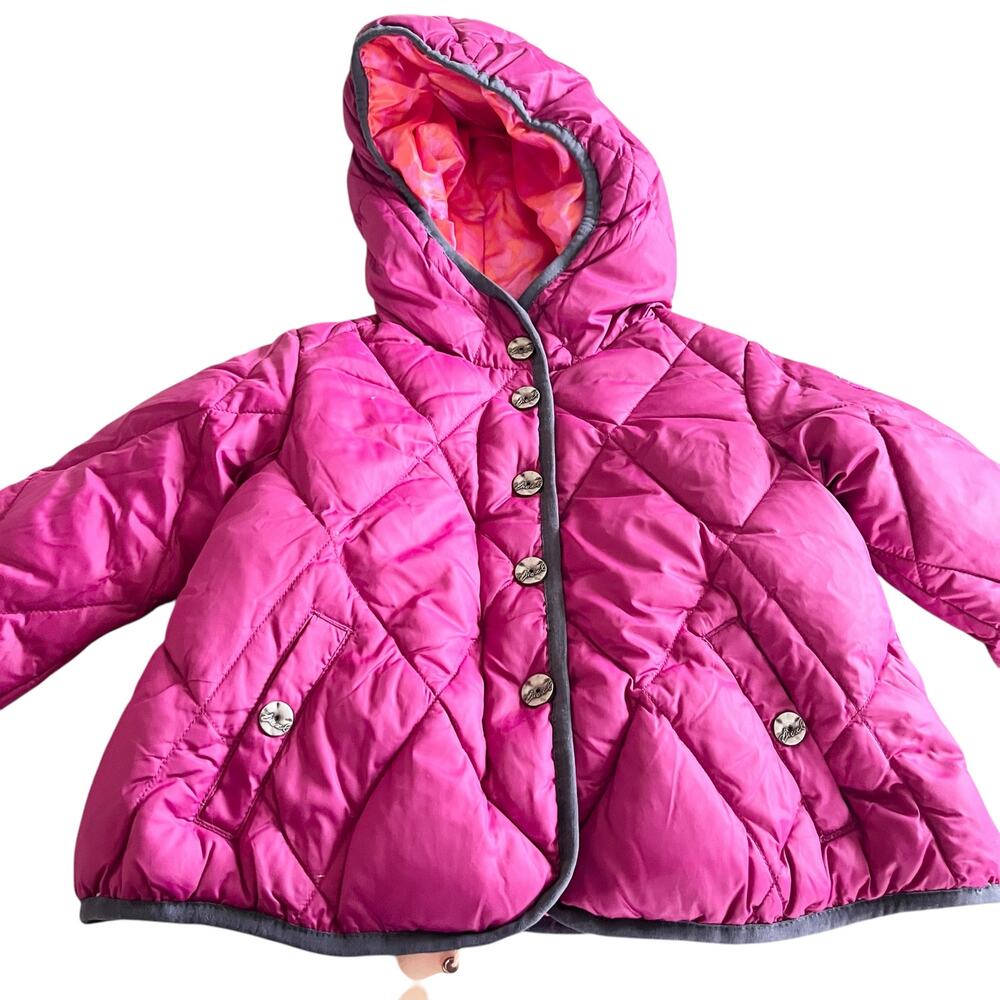 Diesel Girls Hot Pink Warm Winter Midweight Down Hooded Puffer Jacket Size 2 NWT
